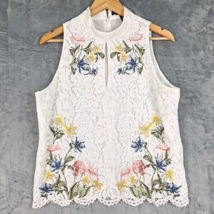 Womens Top 12 White‎ Romantic Lace Floral Embroidered Halter Fairy Boho Chic
